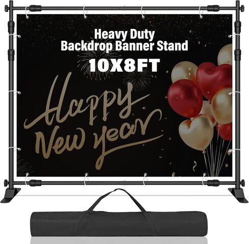 10 x 8 FT Banner Stand Kit, Adjustable Backdrop Stand for Parties, Heavy-Duty Photography Step and Repeat Stand with Portable Bag for Birthdays, Promotions, Exhibitions (Banner Not Included) in Saudi Arabia