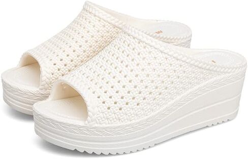 شباشب Shark للسيدات منحدر مع شباشب سميكة من الأسفل للسيدات صيفية كاجوال على الشاطئ مع شباشب بكعب عالٍ صنادل صيفية عصرية للاستخدام في الهواء الطلق (اللون: أسود، الحجم: 40) in Kuwait