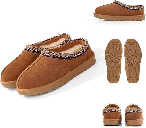 Women's Suede Slippers-Platform Slippers for Women Fuzzy Cozy Indoor Outdoor Mini Boots Chestnut in Saudi Arabia