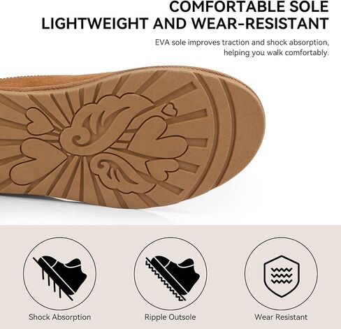 Women's Suede Slippers-Platform Slippers for Women Fuzzy Cozy Indoor Outdoor Mini Boots Chestnut in Saudi Arabia