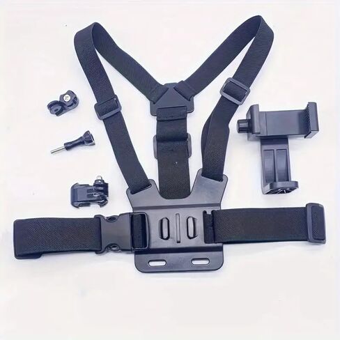 Adjustable 360° Rotating Waterproof Mount Kit with ABS Harness, 11.8" Multi-Section Strap & Secure Clip for Action Cameras, Sports and Outdoor Activities in Saudi Arabia