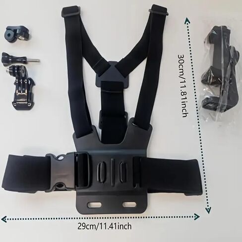 Adjustable 360° Rotating Waterproof Mount Kit with ABS Harness, 11.8" Multi-Section Strap & Secure Clip for Action Cameras, Sports and Outdoor Activities in Saudi Arabia