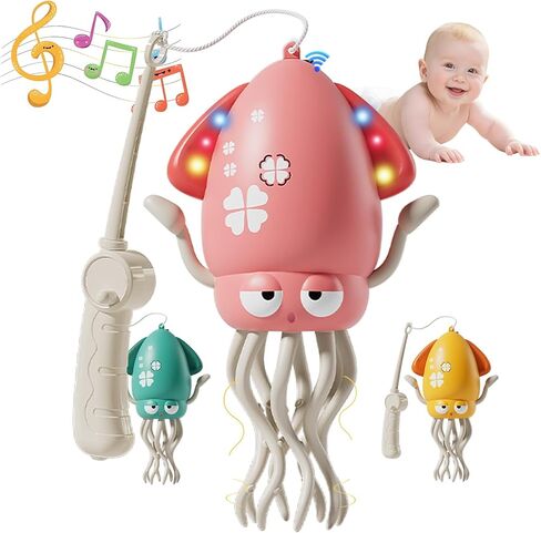 Electric Crawling Dancing Octopus Toy for Walking Baby Boy Girl 0-6 6-12 12-18 Months, Infant Tummy Time Musical Magic Dancing Squid Toy for 3 4 5 6 7 8 9 10 11 12 Toddler 1st Birthday Gift in Saudi Arabia