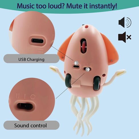 Electric Crawling Dancing Octopus Toy for Walking Baby Boy Girl 0-6 6-12 12-18 Months, Infant Tummy Time Musical Magic Dancing Squid Toy for 3 4 5 6 7 8 9 10 11 12 Toddler 1st Birthday Gift in Saudi Arabia