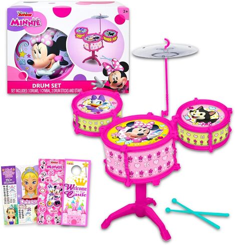Minnie Mouse Toy Drum Set for Girls - Bundle with Disney Drum Music Set, Stickers, More | Minnie Mouse Musical Toys for Girls, Kids, Toddlers in Saudi Arabia