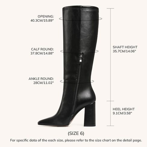 mikarka Women's Square Toe Knee High Boots: Chunky High Heel Tall Boots for Women - Half Zipper Vegan Leather Fashion Long Fall Heeled Boots in Kuwait