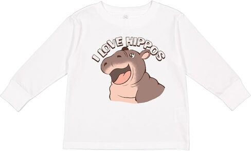 تي شيرت I Love Hippos للأطفال الصغار بأكمام طويلة من Inktastic in Kuwait