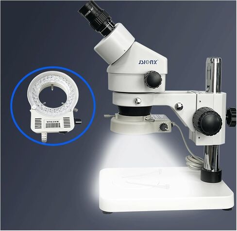 Microscope Stereo Binocular Zoom Microscope Professional Microscopes 56-Bulb LED Ring Light Pillar Stand, for Lab Microscopes in Saudi Arabia