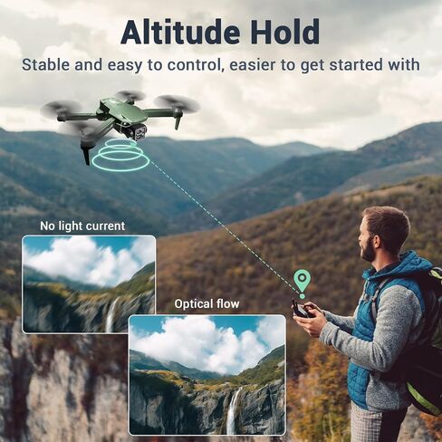 طائرات بدون طيار مع كاميرا للبالغين، طائرة بدون طيار 2K بمفتاح واحد للإقلاع/الهبوط FPV RC مع كاميرا للمبتدئين، وضع مقطوعة الرأس، 3 سرعات، قلاب 360 درجة، بطاريتان طائرة بدون طيار صغيرة للبالغين باللون الأسود in Saudi Arabia