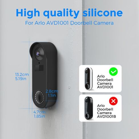 Silicone Skin Case Cover Sun Glare Compatible with Arlo Doorbell, UV & Weather Rain Protection Cover for Arlo (AVD1001-100NAS-Black) in Saudi Arabia