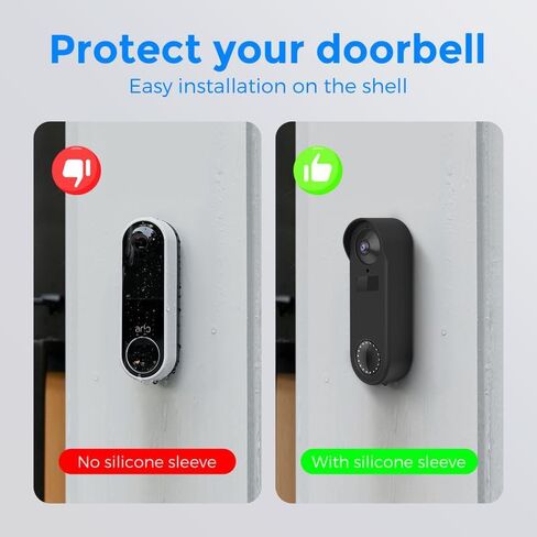Silicone Skin Case Cover Sun Glare Compatible with Arlo Doorbell, UV & Weather Rain Protection Cover for Arlo (AVD1001-100NAS-Black) in Saudi Arabia