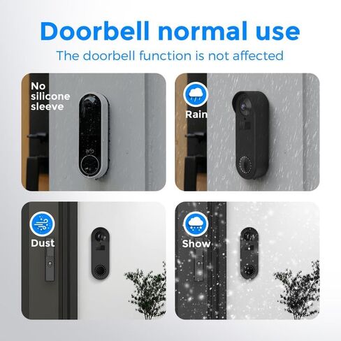 Silicone Skin Case Cover Sun Glare Compatible with Arlo Doorbell, UV & Weather Rain Protection Cover for Arlo (AVD1001-100NAS-Black) in Saudi Arabia