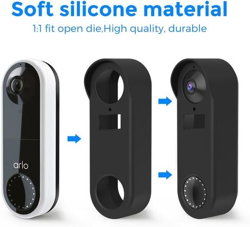 Silicone Skin Case Cover Sun Glare Compatible with Arlo Doorbell, UV & Weather Rain Protection Cover for Arlo (AVD1001-100NAS-Black) in Saudi Arabia