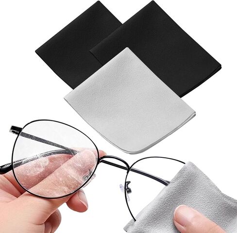 3 Pcs Microfiber Cleaning Cloth Glass Clean Cloths, Lens Cleaning Cloth, Glasses Cloth Cell Phone Wipes, Premium Cloth for Glasses, Lens, Screens & More air （Black*2+Gray*1 in Saudi Arabia