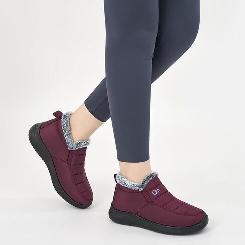 Ablanczoom أحذية الثلوج للنساء حذاء شتوي مع فرو دافئ مريح مبطن سهل الارتداء مقاوم للماء في الهواء الطلق أحذية قصيرة للكاحل in Kuwait