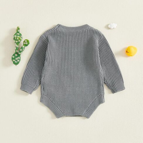 Baby Girl Boy Sweater Romper Silly Goose Embroidery Chunky Knit Sweaters Bodysuit Neutral Newborn Fall Winter Clothes in Saudi Arabia