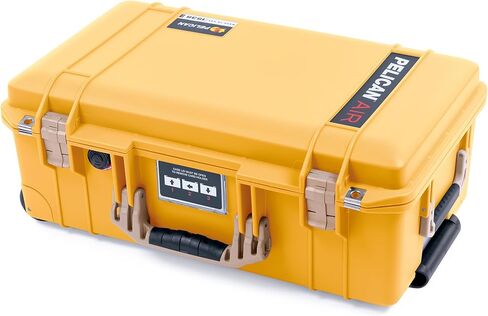 حقيبة حمل ColorCase Pelican Air 1535 باللون الأصفر - حافظة متوسطة الحجم مقاومة للماء مع فواصل مبطنة باللون الرمادي ومنظم غطاء شبكي - مقابض ومزالج صفراء in Kuwait