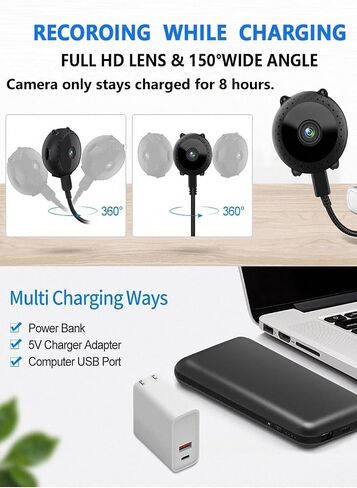 Mini Spy Hidden Camera 4k WiFi Nanny Cam Wireless,HD Security Camera for Home/Office,Surveillance Camera with Motion Detection and Night Vision,App Control in Saudi Arabia