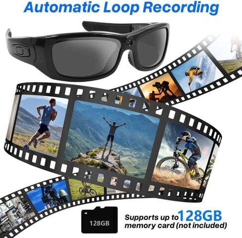 Sunglasses Action Cam HD 1080P Bluetooth Smart Glasses Video Camera Wearable Sunglasses Sport Camera Support Bluetooth Player Music for Driving, Fishing and Hiking Etc. in Saudi Arabia