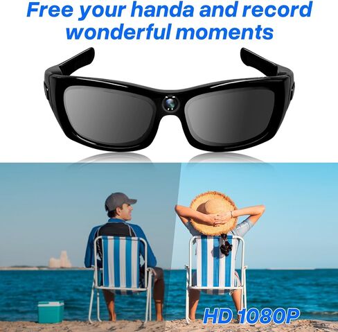 Sunglasses Action Cam HD 1080P Bluetooth Smart Glasses Video Camera Wearable Sunglasses Sport Camera Support Bluetooth Player Music for Driving, Fishing and Hiking Etc. in Saudi Arabia