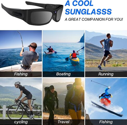 Sunglasses Action Cam HD 1080P Bluetooth Smart Glasses Video Camera Wearable Sunglasses Sport Camera Support Bluetooth Player Music for Driving, Fishing and Hiking Etc. in Saudi Arabia