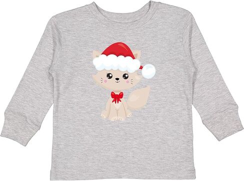 inktastic Christmas Cat, Cute Cat, Beige Cat, Santa Toddler Long Sleeve T-Shirt in Saudi Arabia