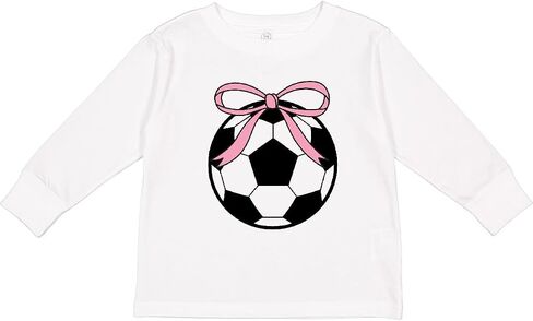 inktastic Girls Soccer Ball Coquette Bow Toddler Long Sleeve T-Shirt in Saudi Arabia