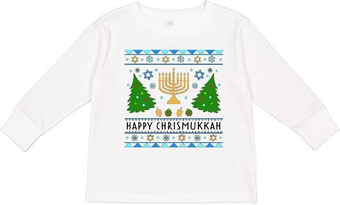 inktastic Happy Chrismukkah Sweater Style with Toddler Long Sleeve T-Shirt in Saudi Arabia