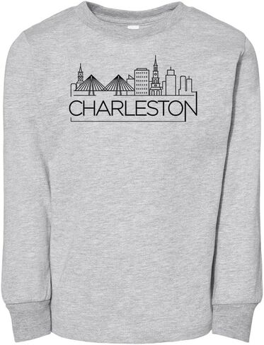 Skyline Charleston South Carolina Toddler Kids Long Sleeve T-Shirt in Saudi Arabia