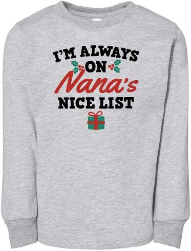 تي شيرت بأكمام طويلة للأطفال الصغار من Nana's Nice List Christmas in Saudi Arabia