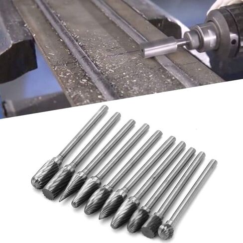 10Pcs 1/8 Shank Tungsten Carbide Single Cut Rotary Burrs Set for Engraving Notching Grinding Grooving Routing in Saudi Arabia