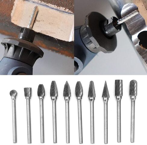 10Pcs 1/8 Shank Tungsten Carbide Single Cut Rotary Burrs Set for Engraving Notching Grinding Grooving Routing in Saudi Arabia