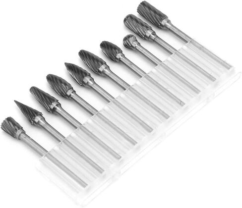 10Pcs 1/8 Shank Tungsten Carbide Single Cut Rotary Burrs Set for Engraving Notching Grinding Grooving Routing in Saudi Arabia