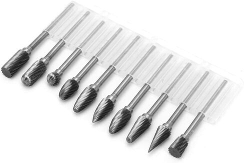 10Pcs 1/8 Shank Tungsten Carbide Single Cut Rotary Burrs Set for Engraving Notching Grinding Grooving Routing in Saudi Arabia