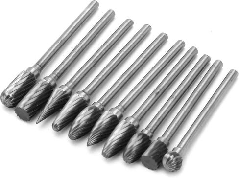 10Pcs 1/8 Shank Tungsten Carbide Single Cut Rotary Burrs Set for Engraving Notching Grinding Grooving Routing in Saudi Arabia
