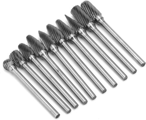 10Pcs 1/8 Shank Tungsten Carbide Single Cut Rotary Burrs Set for Engraving Notching Grinding Grooving Routing in Saudi Arabia
