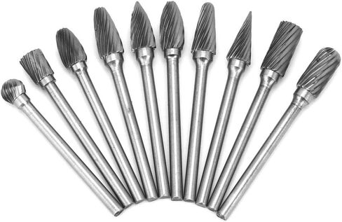 10Pcs 1/8 Shank Tungsten Carbide Single Cut Rotary Burrs Set for Engraving Notching Grinding Grooving Routing in Saudi Arabia