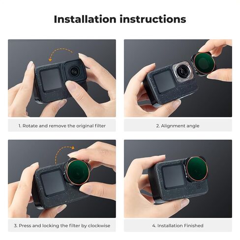 مجموعة مرشحات K&F Concept ND CPL متوافقة مع GoPro Hero 13 Black، 4 عبوات ND8 ND16 ND32 CPL مجموعة مرشح عدسة مستقطبة ذات كثافة محايدة لـ Go Pro Hero 12/11/10/9 أسود، ملحقات كاميرا الحركة in Saudi Arabia
