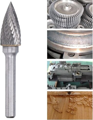 2 Groove Rotary File Burr, 2 Cut Pointed Arc Shape Die Grinder Drill Bit with 6mm Shank for Metal Products, Tool Manufacturing, Engineering in Saudi Arabia
