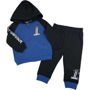 Harley-Davidson Baby Boys' 2-Piece Fleece Hooded Infant Jog Set - Blue & Black in Kuwait