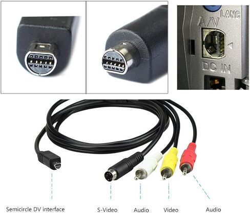 كابل/سلك/سلك بطول 5 أقدام AV A/V لتلفزيون الصوت والفيديو متوافق مع كاميرا الفيديو Sony Handycam DCR-HC27/e in Saudi Arabia