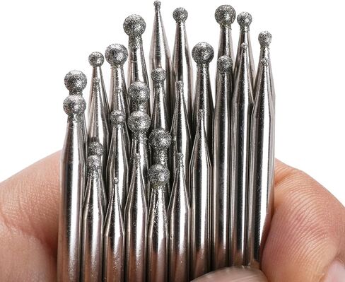 ILOVETOOL 1mm 2mm 3mm Round Ball Diamond Burr Bits, 1/8" Shank – for Dremel Rotary Tools – Jewelry, Glass, Stone Grinding in Saudi Arabia