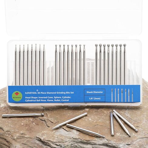 ILOVETOOL 1mm 2mm 3mm Round Ball Diamond Burr Bits, 1/8" Shank – for Dremel Rotary Tools – Jewelry, Glass, Stone Grinding in Saudi Arabia