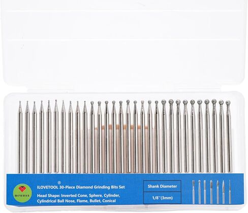 ILOVETOOL 1mm 2mm 3mm Round Ball Diamond Burr Bits, 1/8" Shank – for Dremel Rotary Tools – Jewelry, Glass, Stone Grinding in Saudi Arabia