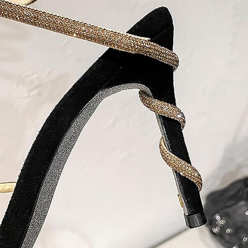 Women's Strappy Heels Sandals Rhinestone Spiral Coil Wrap Stiletto High Heels Sandals in Saudi Arabia