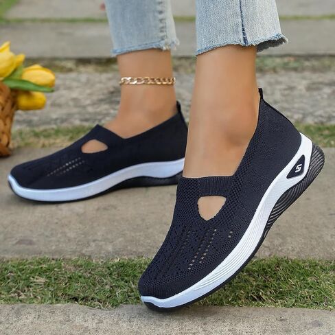 Women's Orthopedic Walking Shoes Breathable Comfortable Diabetic Shoes Soft Knitted Sneakers Arch Support in Saudi Arabia