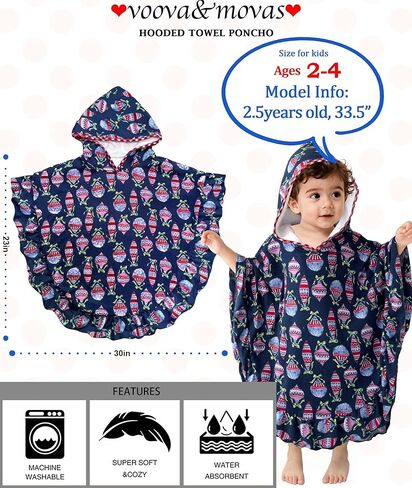 معطف منشفة بغطاء للرأس للأطفال من VOOVA & MOVAS مع زخرفة مكشكشة | ناعم 100% قطن | منشفة سميكة ماصة للاستحمام والسباحة والشاطئ والشتاء | مريح، نقطة بيضاء وردية in Kuwait