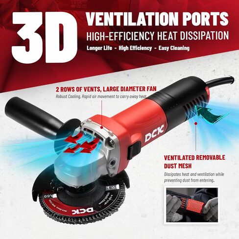 DCK Angle Grinder,4-1/2-Inch,6.7Amp Cut off Tool Grinder,11,800 RPM with 2 Safety Guards,6-Piece Discs(2 Cutting/2 Grinding/2 Flap Discs),Professional Angle Grinder for Metal,Wood(Renewed) in Saudi Arabia