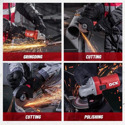 DCK Angle Grinder,4-1/2-Inch,6.7Amp Cut off Tool Grinder,11,800 RPM with 2 Safety Guards,6-Piece Discs(2 Cutting/2 Grinding/2 Flap Discs),Professional Angle Grinder for Metal,Wood(Renewed) in Saudi Arabia