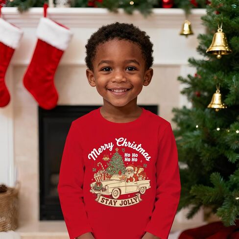 Ritatte Merry Christmas Shirt for Toddler Boys Girls Cute Santa Claus Long Sleeve T-Shirt Funny Xmas Gift Holiday Tee Tops in Kuwait